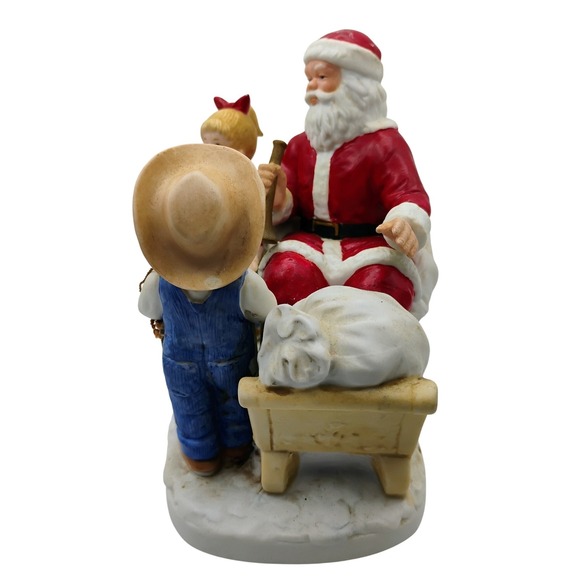 VTG HOMCO Denim Days "Santa's Visit" Figurine #8924 1985 Christmas Porcelain‎ - Picture 2 of 7